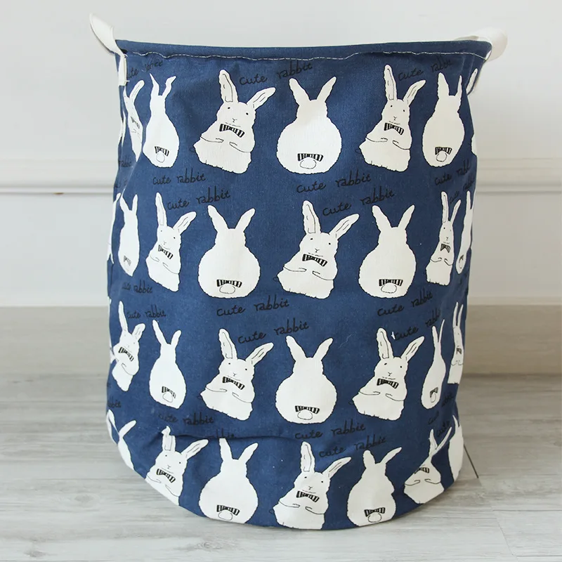 Корзина для хранения с рисунками полярных медведей и кроликов из хлопка льна 2017 |
