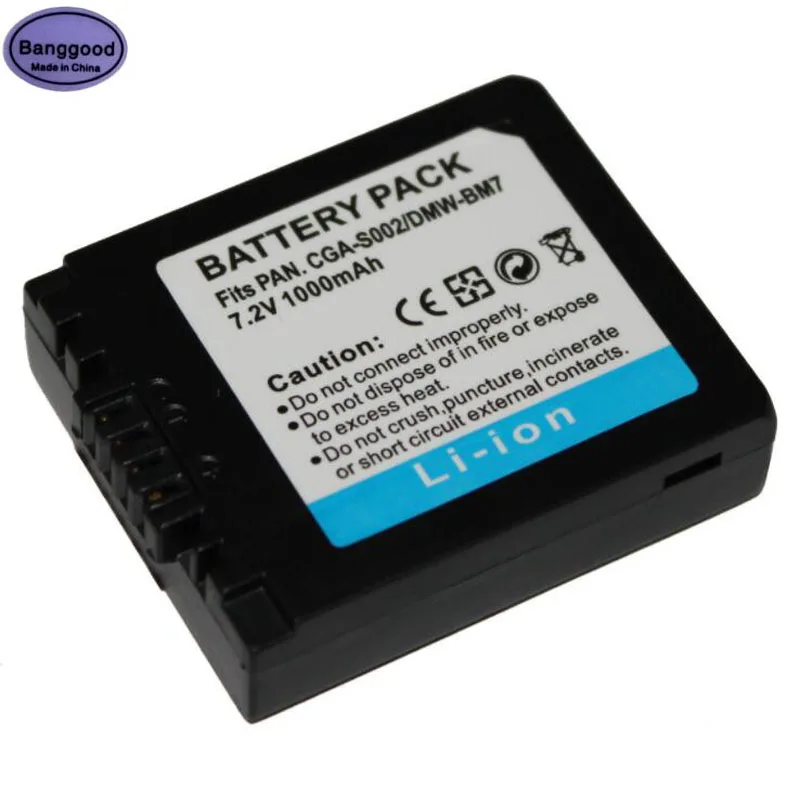 

7.2V 1000mAh CGAS002 CGA-S002 DMW-BM7 DMWBM7 Camera Battery Pack For Panasonic DMC-FZ1 DMC-FZ10 DMC-FZ10EG-K DMC-FZ3B