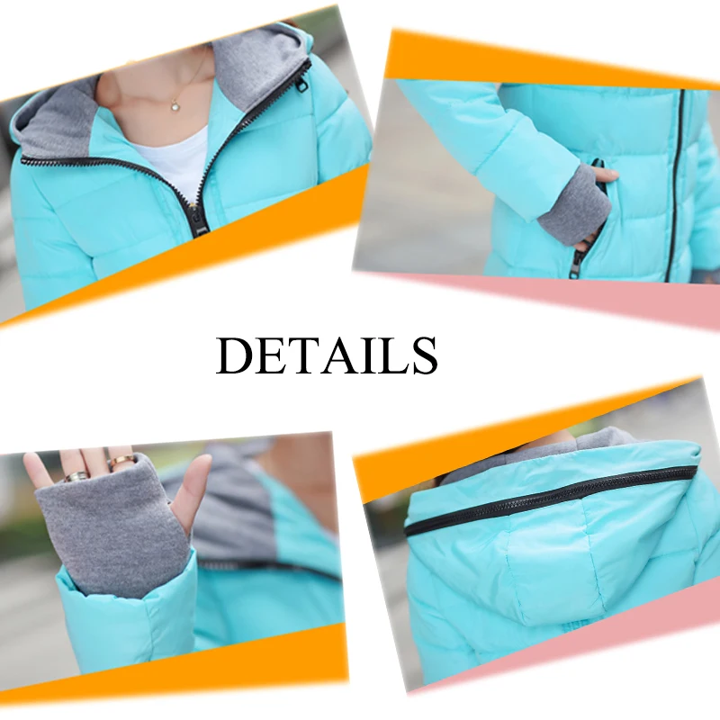 

2019 women winter hooded warm coat plus size candy color cotton padded jacket female long parka womens wadded jaqueta feminina