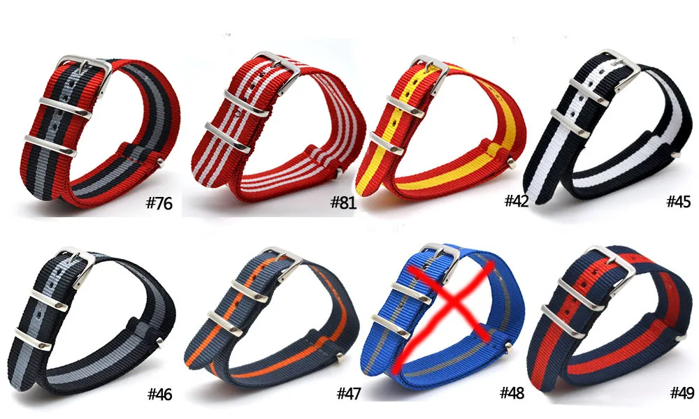 Новинка часы 22 мм браслет Многоцветный темно-белый ремни для часов в стиле милитари Тканые нейлоновые Ремешки для наручных часов Ремешок Пряжка ремень 22 мм