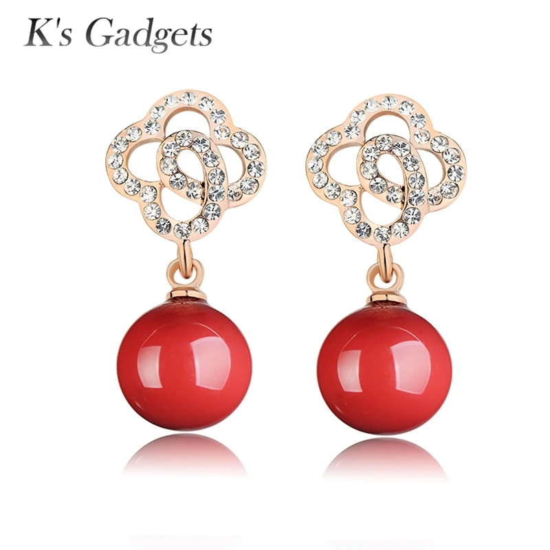 K's Gadgets искусственные красные коралловые серьги с розовыми подвесками