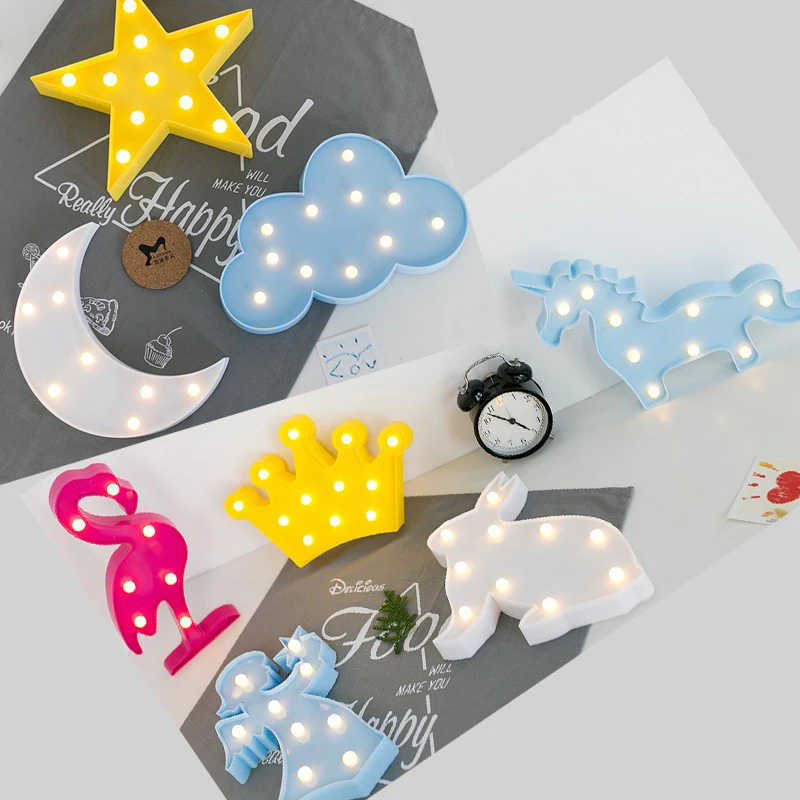 3D LED украшения для ночной вечеринки Фламинго/ананас/кокосовое дерево/единорог