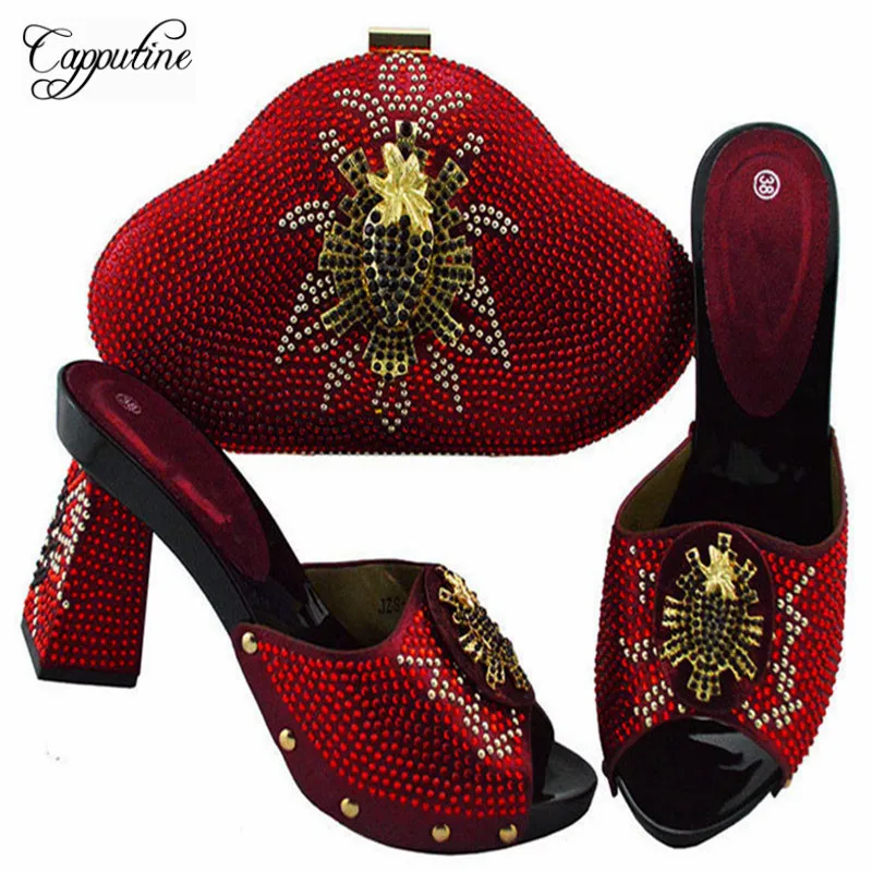 Capputine/Новое поступление комплект из женской обуви и сумки красного цвета сумочки