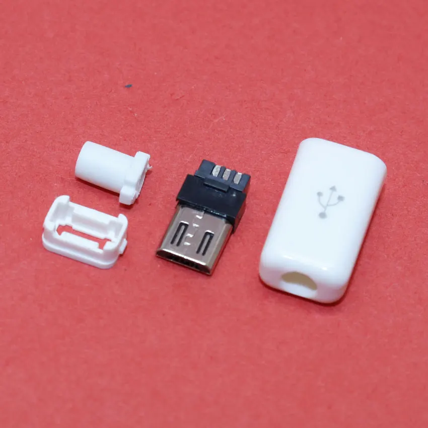 

ChengHaoRan 1 Set 4 in 1 Micro USB Jack connector male plug,Micro USB Connector Tail Charging male plug,white MA-014