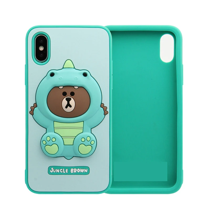 Для iphone X Case 3D милый медведь мягкий чехол для 6 7 8 плюс защитную оболочку