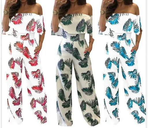 

Digital Print Pants Articat Off Shoulder Sexy Bodysuit Women Long Sleeve Slash Buttons Bodycon Rompers Womens Jumpsuit 0296