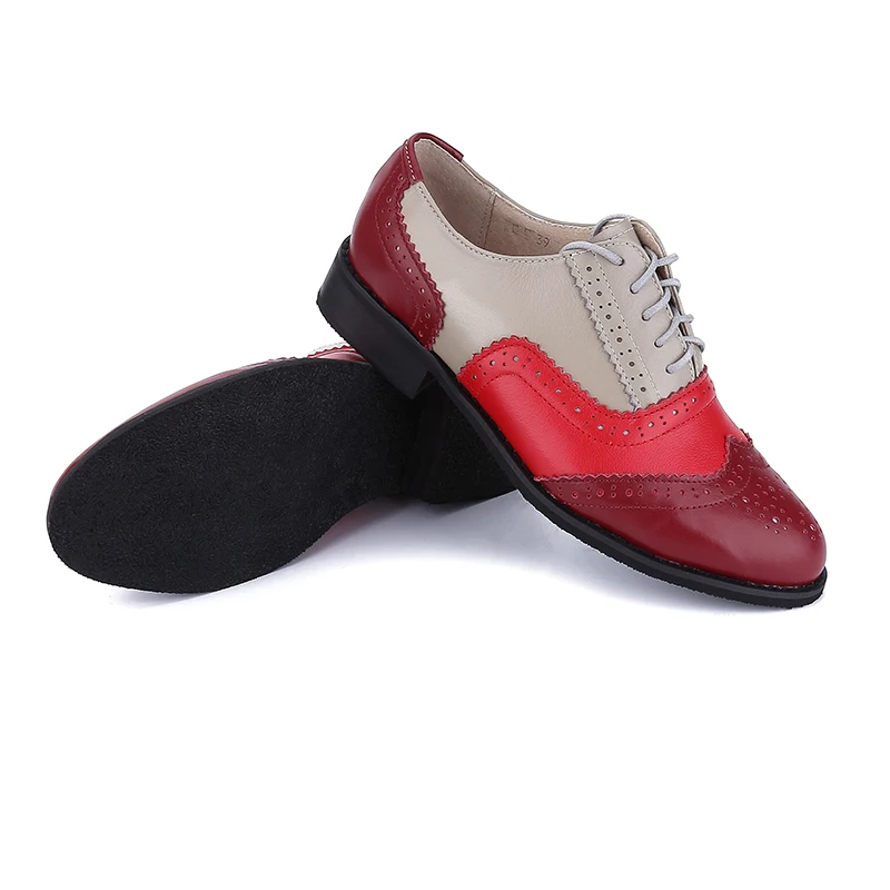 Women Quality Flats Genuine Leather Lace-up Oxfords Shoes For Spring Autumn Handmade Large Size 44 Footwear Casual Brogues | Обувь