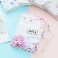 a5 vintage architectural pattern and flower series password notebook lockable line pages notepad agenda stationery supplies gift