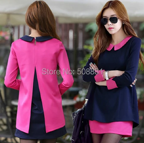 2016 Новая Зимняя Свободно Офис Платье для Женщин С Длинным Рукавом Большой плюс