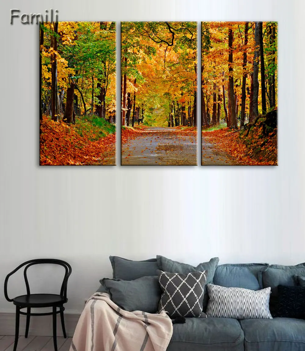 3 шт. декоративная настенная Картина на холсте снежная дорога|canvas painting|picture