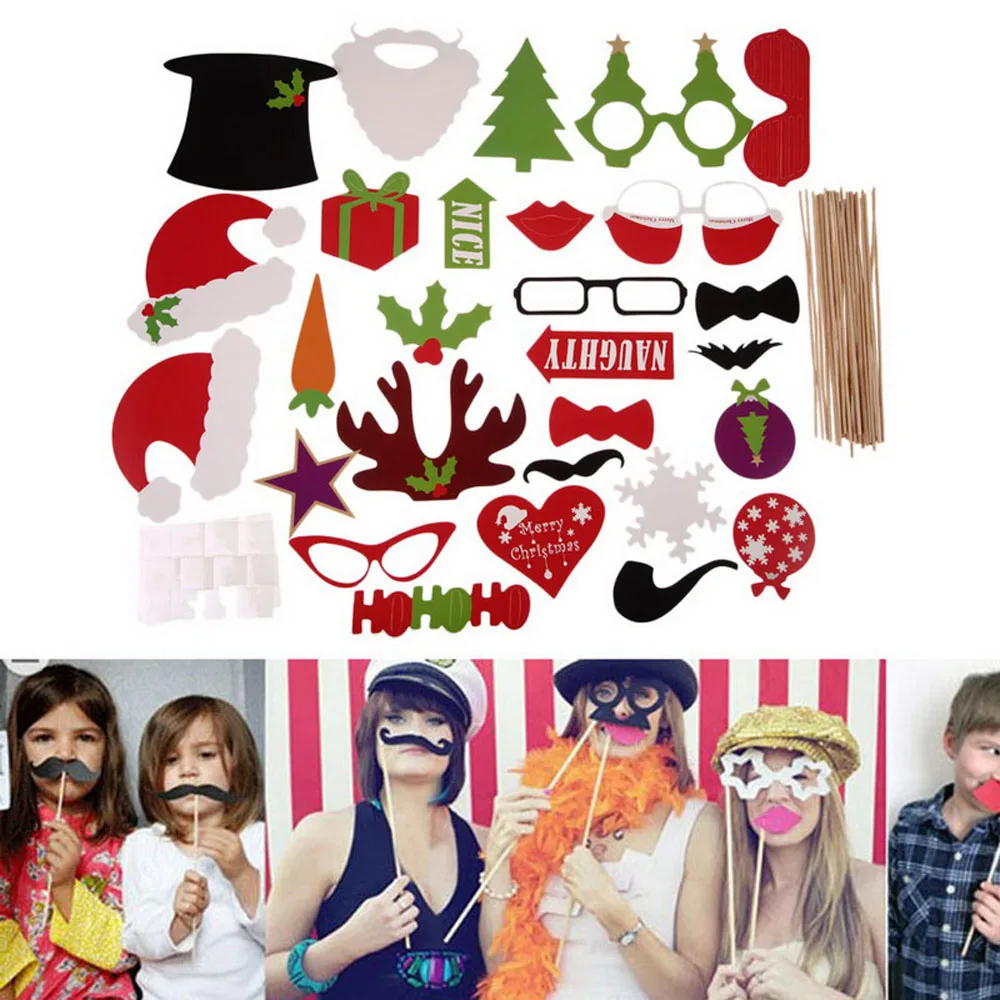 28Pcs/Set DIY Photo Booth Props Mustache Glasses On A Stick For Halloween Wedding Birthday Christmas Party | Дом и сад