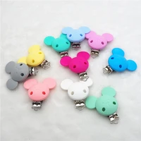 chengkai 10pcs silicone teether clips diy baby cat mouse animal pacifier dummy soother nursing jewelry toy accessories