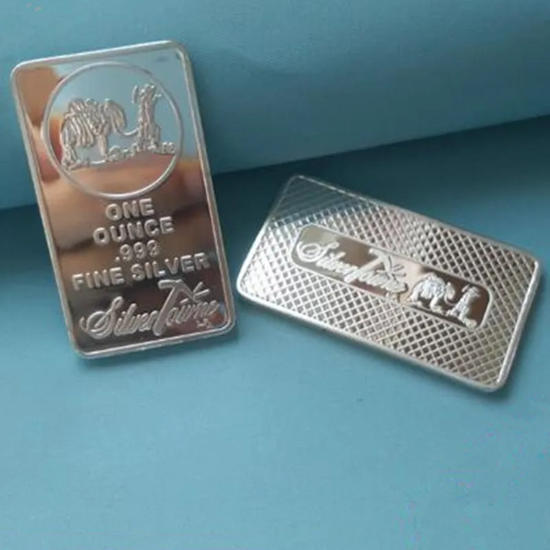 

100 pcs Non Magnetic prospector Horse 1 Oz Brass Core Silver Plated 50 mm x 28 mm Ingot Badge Decoration Coin Collectible Bar