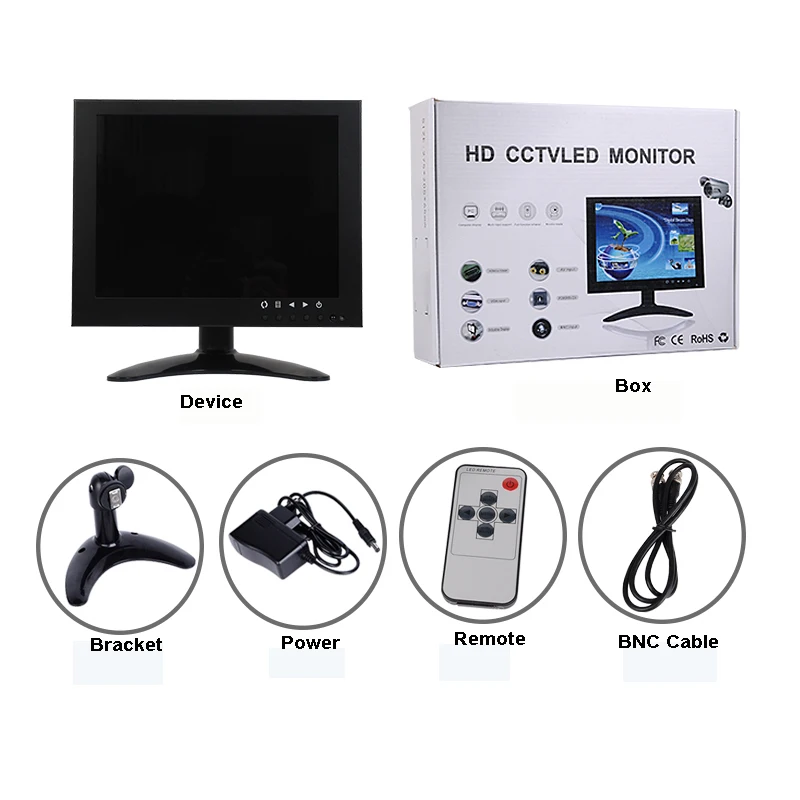 Монитор диагональю 8 дюймов HD с металлическим корпусом и разъемом HDMI VGA AV BNC для ТВ