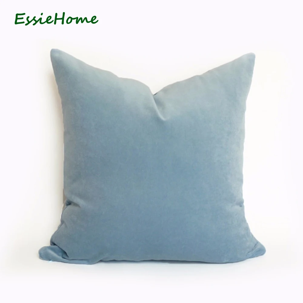 ESSIE HOME-غطاء وسادة مخملي أزرق فاتح ، غطاء وسادة فاخر ، غطاء وسادة من الخشب