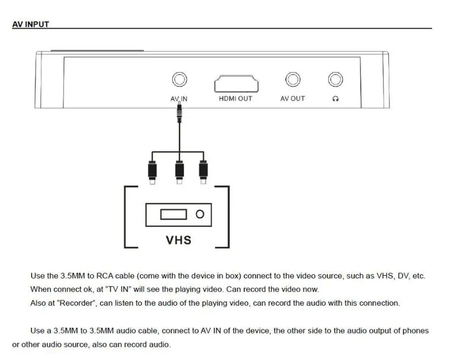 Ezcap271 AV рекордер аудио видео конвертер конвертировать VHS/видеокамеры ленты в цифровой формат " TFT экран 8 Гб памяти для VCR DVD