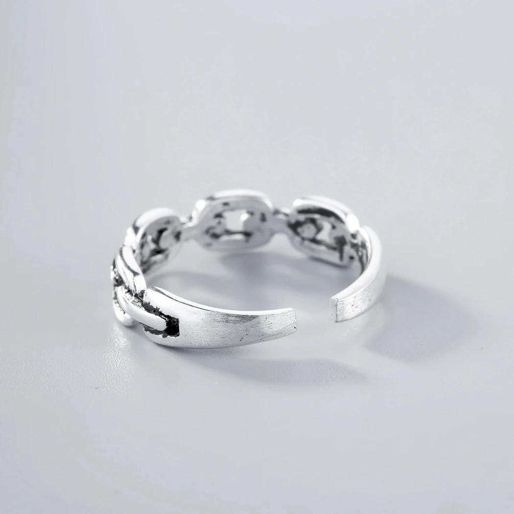 Cxwind Retro Cuban Link Band Ring Opening Simple Design Chain Rings Korea Style Jewelry Mens Hip Hopi Bijoux Femme | Украшения и