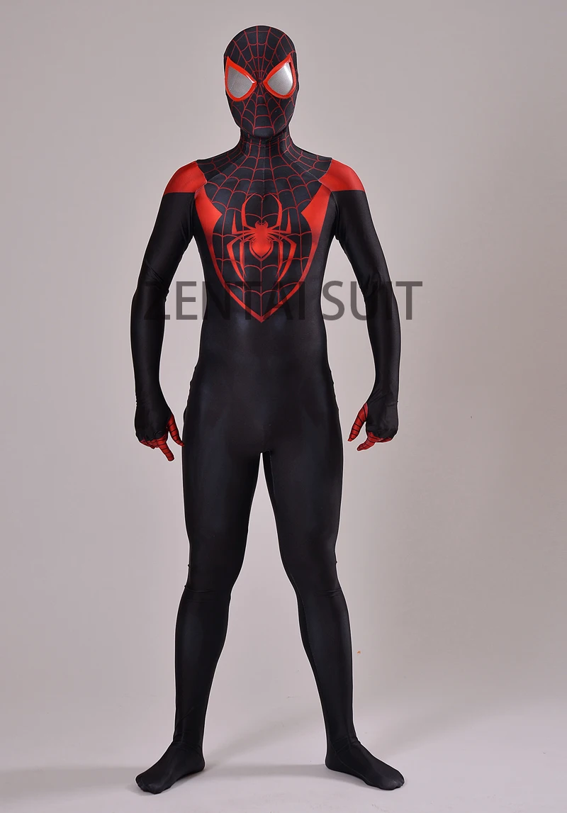 Костюм Человека паука Ultimate Miles Morales костюм из спандекса и лайкры с 3D принтом для