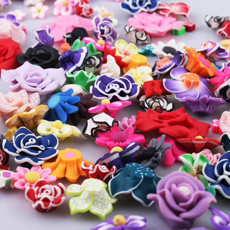 30 шт. микс 10 35 мм цветная Полимерная глина Fimo Цветочные бусины для