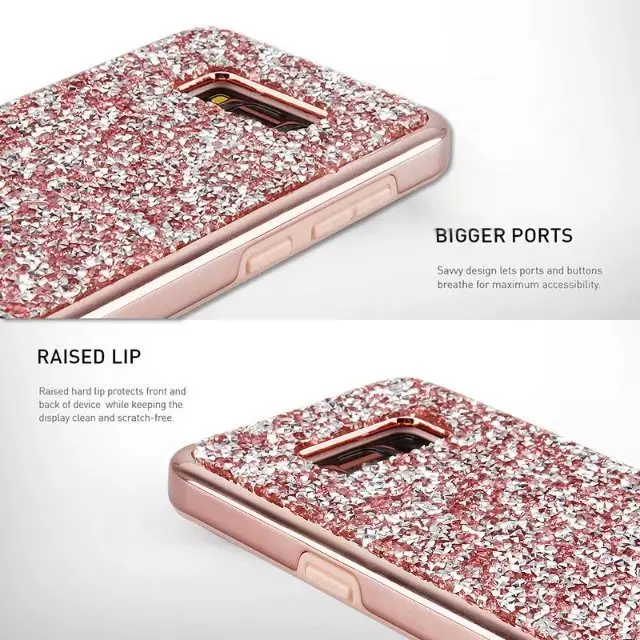 ENCHICAS Luxury Bling Rhinestone Diamond Cover for Samsung Galaxy S8 Note 8 Pink Rose Gold Case Girls Women Capa Plus |