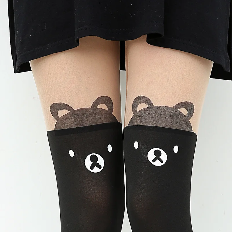 24 Kinds Of Hot Arrived Styles 90cm Women Pantyhose Cute Sexy Cat Pattern Printed Tattoo Cartoon Style Girl's Sheer Stockings - Color: Style15