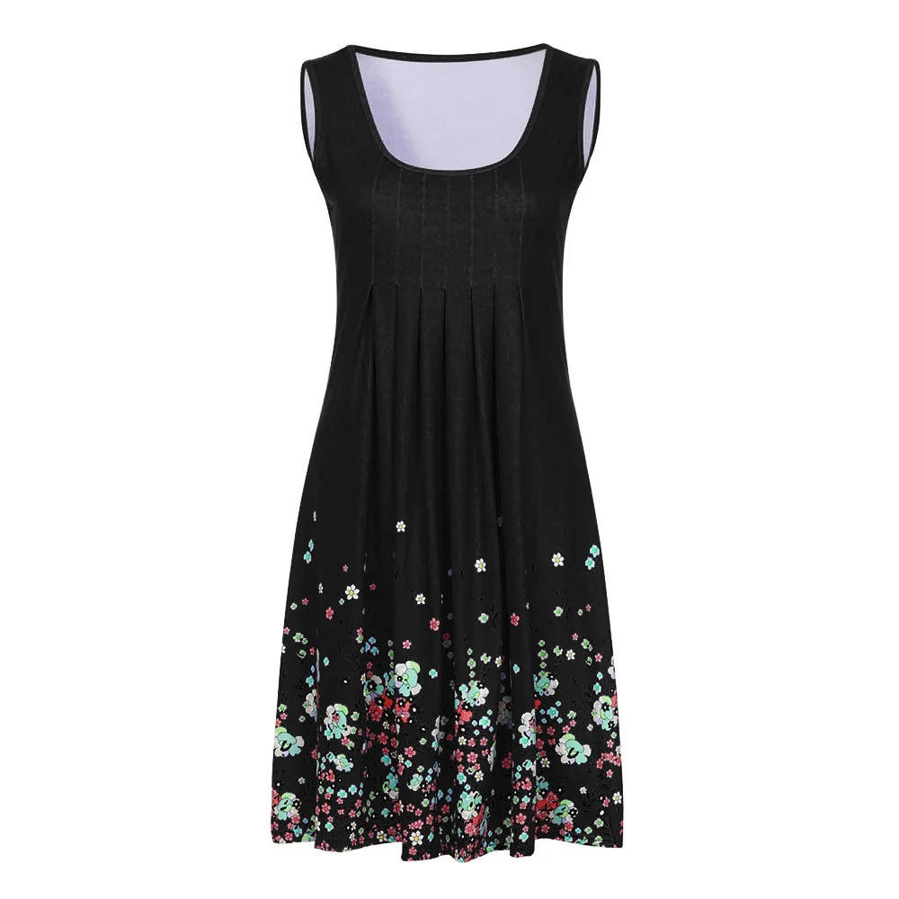 Женское платье с v образным вырезом и принтом для вечеринки без рукавов пляжное