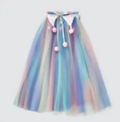 Новинка 2019 детская модная накидка в сеточку принцессы для девочек с радужным и