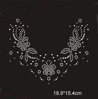 2pclot flower patches hot fix rhinestone for neckline iron on crystal transfers design rhinestones fix for sweater
