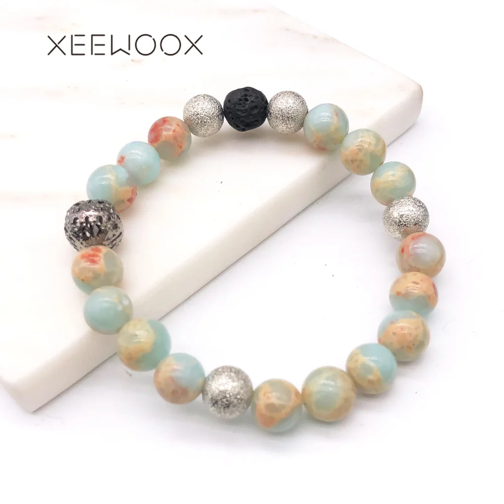 Colorful Couple Yoga Lava Essential Oils Diffuser Bead Bracelet For Woman Man Girl Natural Stone XEEWOOX Boho Bohemia Gift | Украшения и