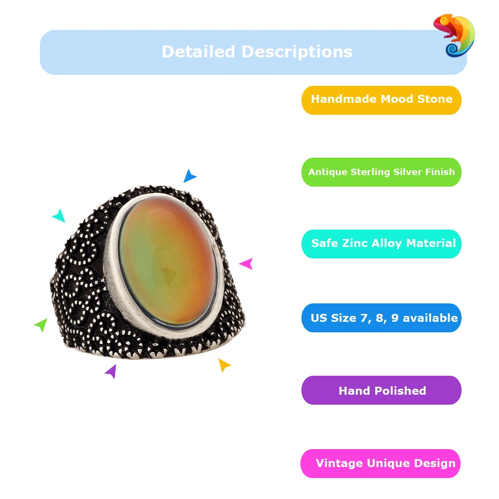 Женское кольцо в стиле ретро|mood ring|color changing mood ringrings for women |
