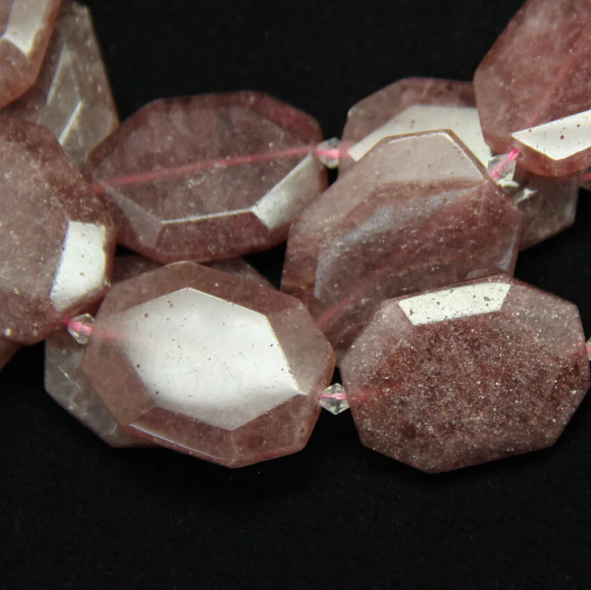 Strawberry Quartz Geode Stone Cut Slice Beads Octangle Shape Faceted Flat Slab Pendant Bead | Украшения и аксессуары