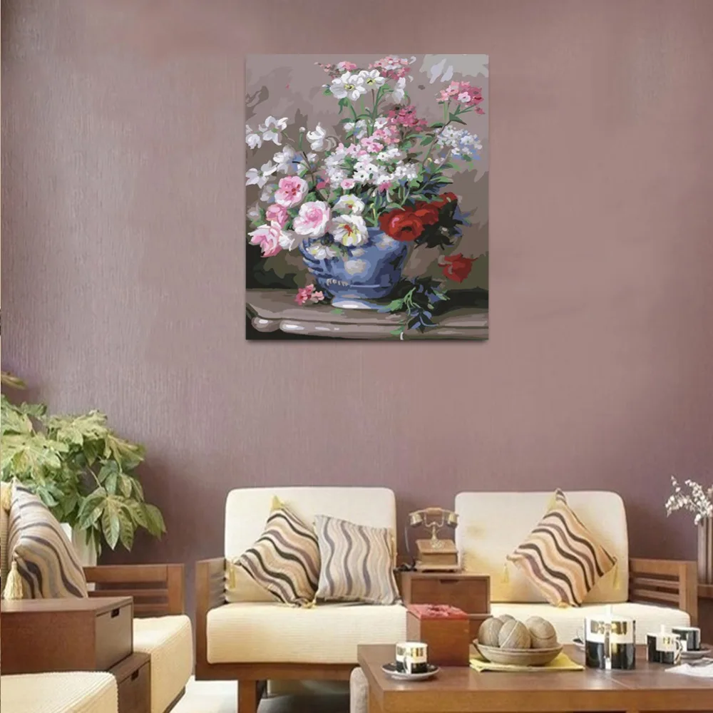 RIHE Rose Bloom Diy Краска для рисования по номеру Масляная на холсте Ручная ed Цветочная