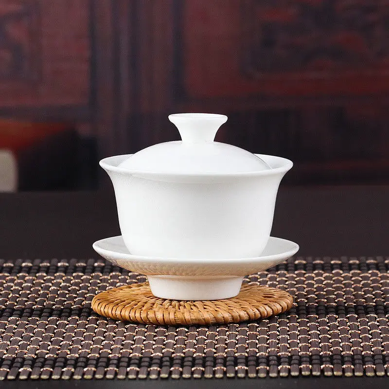 Китайский чайный набор Gaiwan белый керамический гайвань кунг-фу посуда для белого