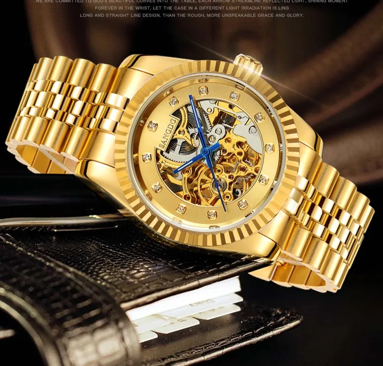 38 мм Sangdo роскошные часы llow из автоматического самовсасывающего движения