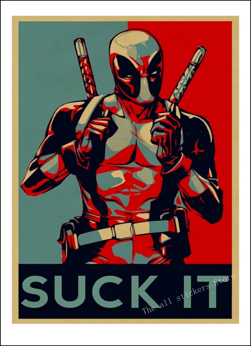 ВИНТАЖНЫЙ ПЛАКАТ marvel deadpool плакат настенные наклейки для детских комнат. Deadpool Marvel супергерой Ретро плакаты. Наклейки на стены. /807