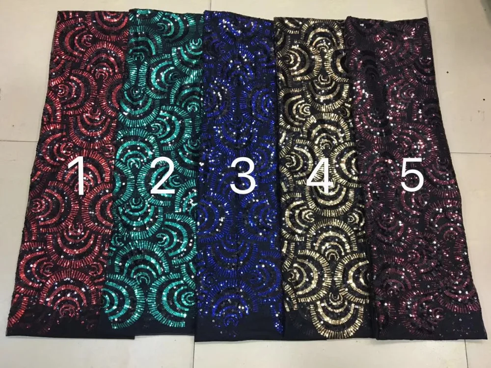 

New African sparkling Sequins Lace High Quality French Tulle Lace Wedding Nigeria fabric 5yards