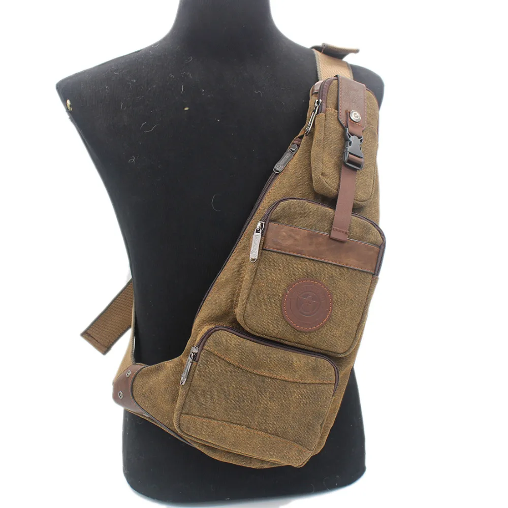 

Холщовый Рюкзак-слинг для мужчин, нагрудная сумка для путешествий, трендовый Многофункциональный мессенджер на ремне через плечо