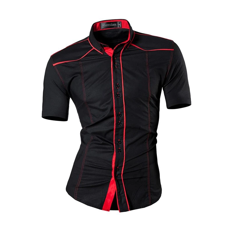 JZS084-Black Sportrendy, мужские рубашки, повседневные, модные, короткий рукав, летние, облегающие, с драконом, стильные, с принтом таттон, JZS056 - Цвет: JZS084-Black