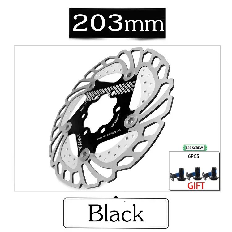203mm Black VXM Велосипедный тормозной охлаждающий диск плавающий ледяной ротор для MTB шоссейного велосипеда 203 мм 180 мм 160 мм 140 мм охлаждающие тормозные роторы детали велосипеда - Цвет: 203mm Black
