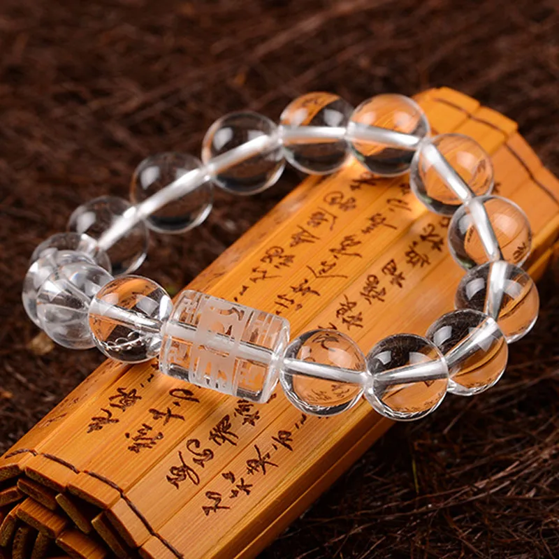 Браслет KYSZDL с натуральными белыми кристаллами и круглыми бусинами для мужчин