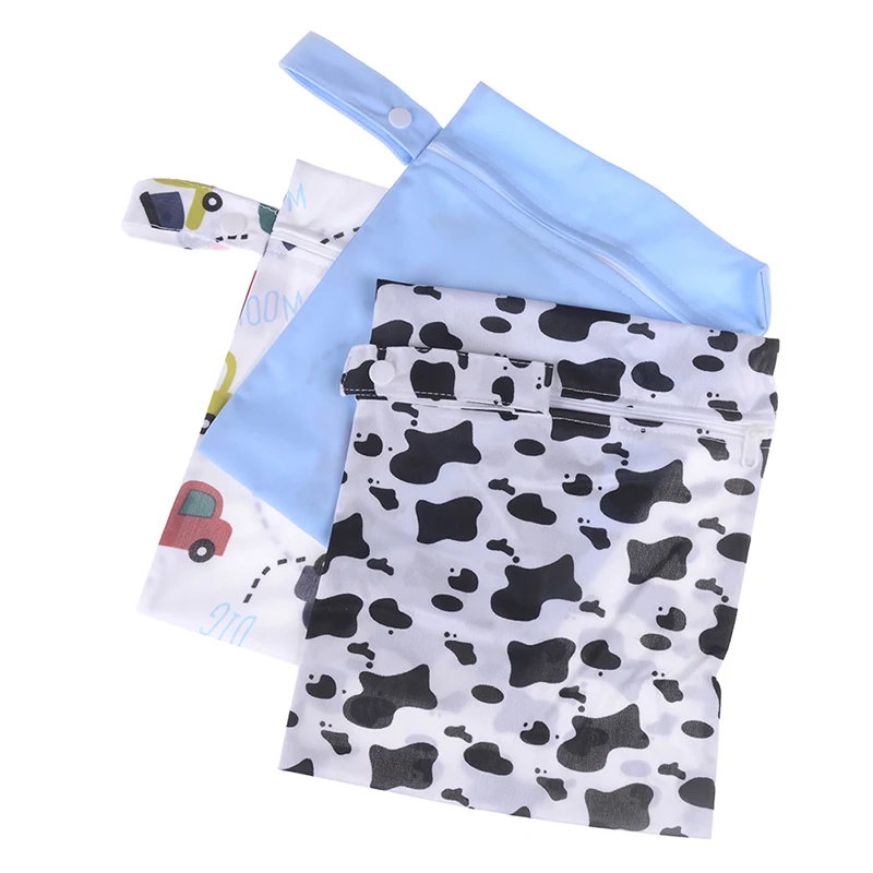 

Travel Single Layer Diaper Bag With Zipper Baby 20*25cm Diaper Bag Infant Waterproof Reusable Wet Dry Bag Print Pocket Nappy Bag