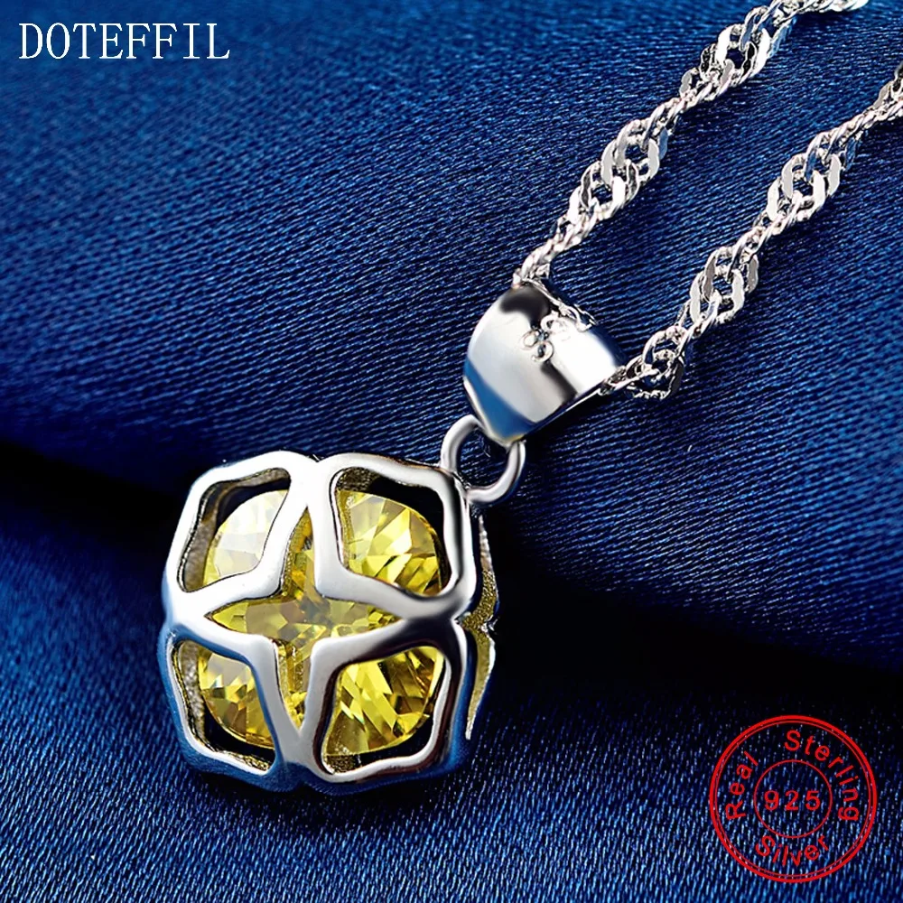 AAAA циркон ожерелье очарование серебро 925 женщин кулон 100% стерлингового серебра