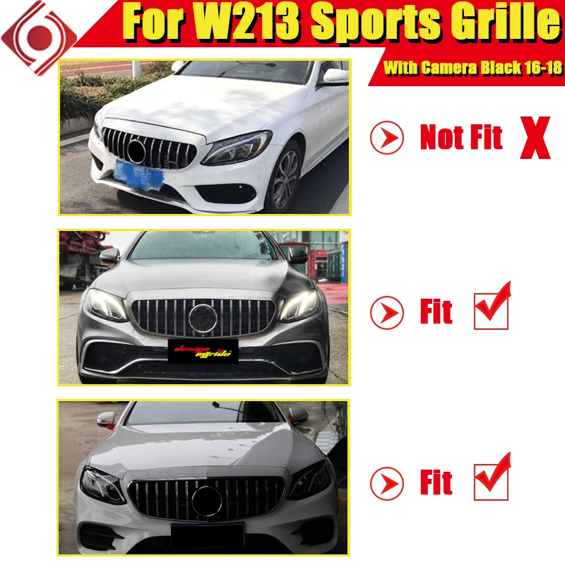 W213 GTS решетка гриль ABS черный с камерой для MercedesMB E class E180 E200 E250 E300 E350 спортивные