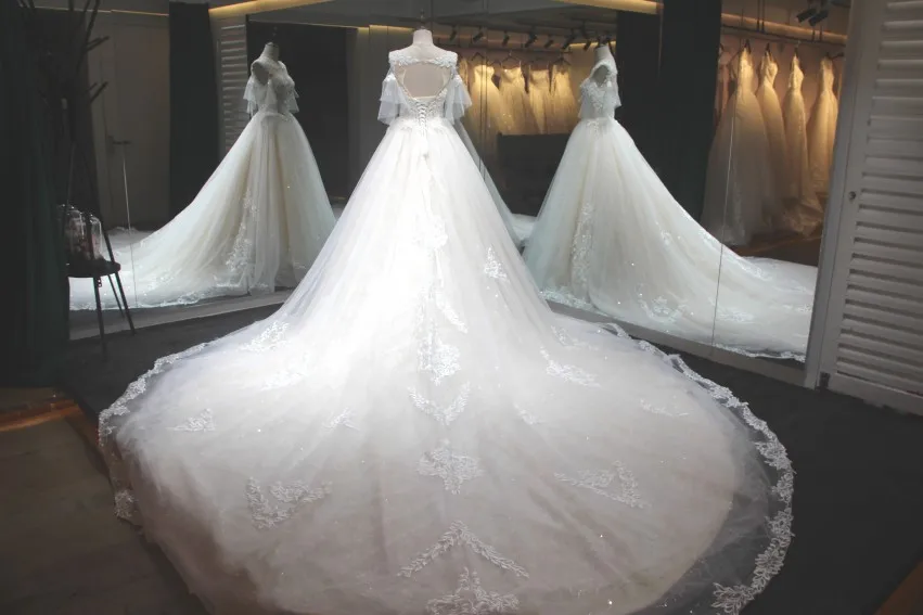 Vestidos de novia Новые Романтические свадебные платья 2018 роскошное кружевное фатиновое