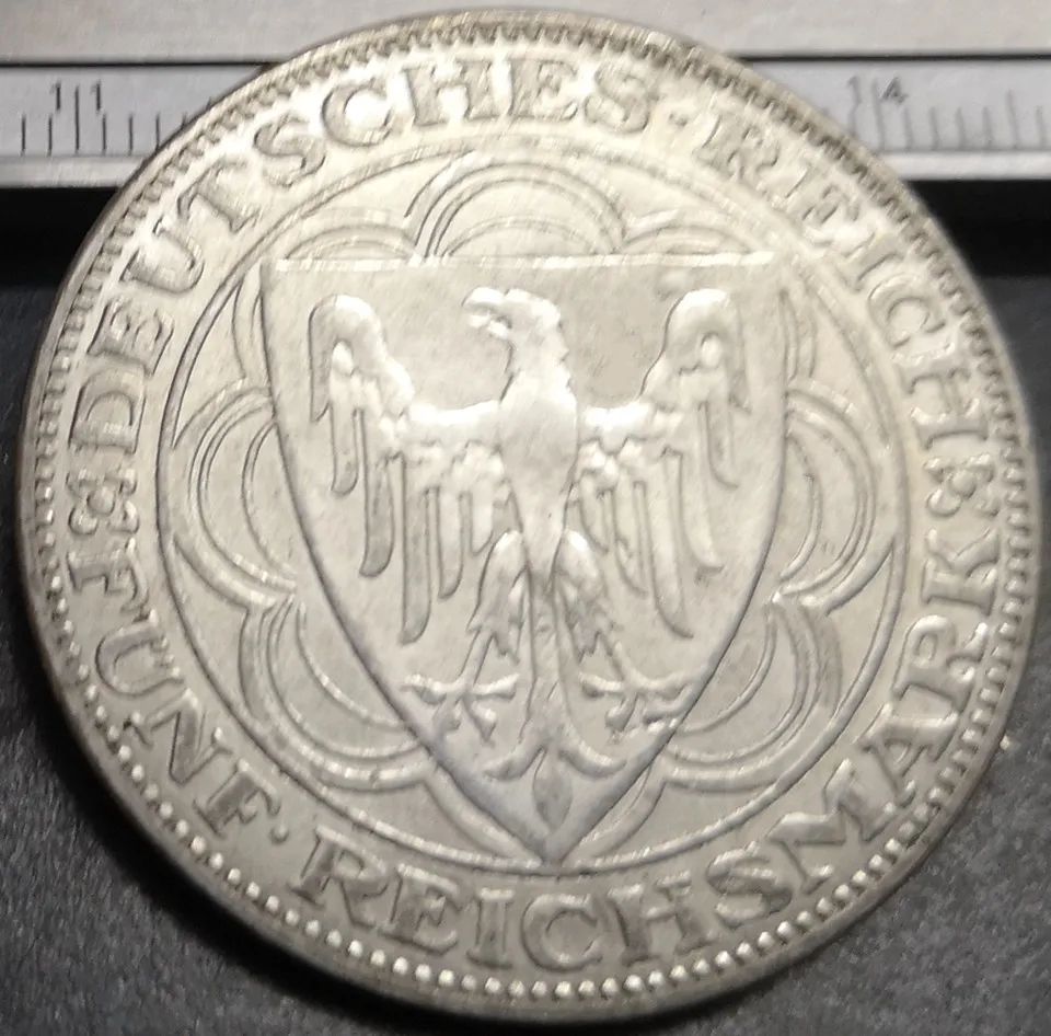 1927 Германия 1871 1948 5 рейхсмарк бремерхэнд Посеребренная копия редкая
