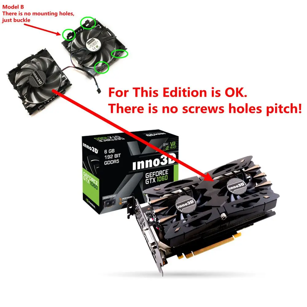 Вентилятор Охлаждения видеокарты 2 шт./компл. CF12915S InnoVISION GTX1060 GPU VGA для INNO3D GEFORCE GTX 1060