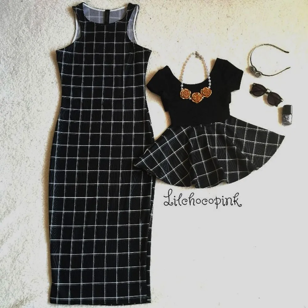 Black Dress Платье «Mommy Me»; платья для мамы и дочки; летнее платье принцессы в клетку для девочек; Семейные комплекты; платье - Цвет: Black Dress