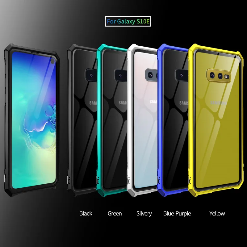 For Samsung Galaxy S10 Plus Case Luxury Tempered Glass+Aluminum Metal Bumper Protective Back Cover Cases for samsung s10e s10+ |