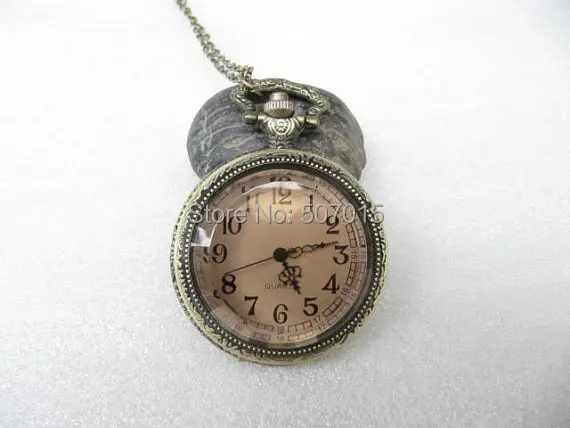 wholesale steampunk - etched stained glass pocket watch necklace antique brass Neo Victorian By GlazedBlackCherry | Наручные часы