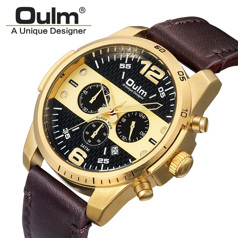 

2018 New Fashion Oulm Mens Watches Men Business Waterproof Watch Date Chronograph Quartz-Watch Male Clock Relogio Masculino